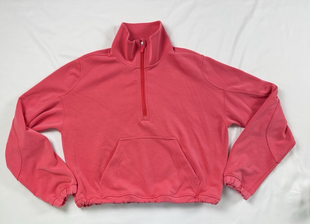 Lululemon Brushed Softstreme Half Zip Sweatshirt Womens 6 Pink Guava W3IDXS